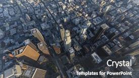  Presentation with towers - Colorful presentation design enhanced with hazy afternoon aerial view backdrop and a dark gray colored foreground