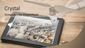  Presentation with rocky mountains - Beautiful PPT theme featuring hazy and frosty winter morning backdrop and a soft green colored foreground