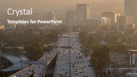  Presentation with downtown los angeles - Amazing PPT theme having hazy morning view of commuters on the 134 ventura freeway near los angeles in downtown glendale california backdrop and a coral colored foreground