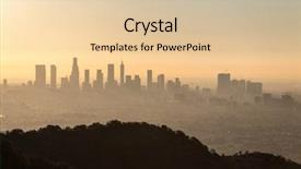  Presentation with downtown los angeles - Colorful theme enhanced with hazy orange dawn cityscape view backdrop and a lemonade colored foreground
