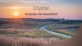  Presentation with forest road - PPT theme consisting of hazy-sunrise-over-nebraska-sandhills background and a lemonade colored foreground