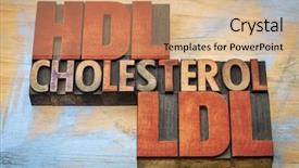 Presentation with blocks - Cool new PPT theme with hdl and ldl cholesterol word backdrop and a coral colored foreground