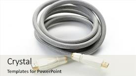  Presentation with new technology - Audience pleasing slides consisting of hdmi cable isolated on white - new technology backdrop and a soft green colored foreground