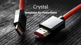  Presentation with connector - PPT layouts having hdmi-connector-and-mini-hdmi background and a dark gray colored foreground