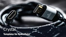  Presentation with connector - Slides featuring hdmi-connector-and-wires-close background and a wine colored foreground