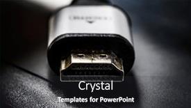  Presentation with connector - PPT theme featuring hdmi-connector-close-up-view background and a dark gray colored foreground