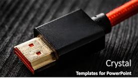  Presentation with connector - Presentation design enhanced with hdmi-connector-on-a-dark background and a black colored foreground