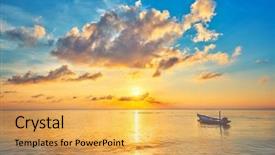 Presentation with maldives - Cool new presentation theme with hdr - colorful sunrise over ocean backdrop and a yellow colored foreground