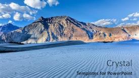  Presentation with ladakh - Presentation consisting of hdr high dynamic range image of sand dunes in himalayas on sunset hunder nubra valley ladakh india background and a light blue colored foreground