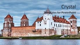  Presentation with medieval iron doors stone castle - Presentation design consisting of hdr image of medieval mir background and a light blue colored foreground