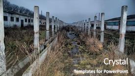  Presentation with chernobyl - Beautiful PPT theme featuring hdr lost city near chernobyl backdrop and a tawny brown colored foreground