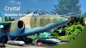  Presentation with soviet - Beautiful PPT theme featuring hdr soviet old military jet backdrop and a teal colored foreground
