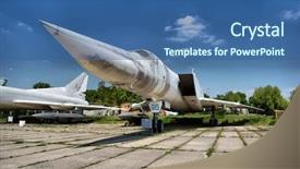  Presentation with soviet - Slides with hdr soviet old military jet background and a ocean colored foreground