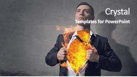  Presentation with super power - PPT theme with he has super power mixed media background and a gray colored foreground