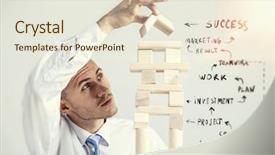  Presentation with management - Slides featuring he is building his business background and a cream colored foreground