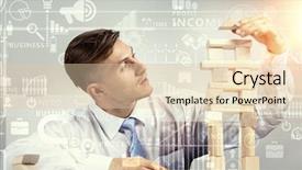  Presentation with business building blocks - Cool new PPT theme with he is building his business backdrop and a lemonade colored foreground