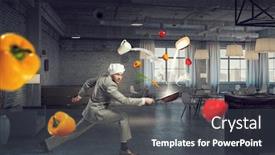  Presentation with cooking - Theme with he is cooking something special mixed media background and a dark gray colored foreground