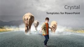  Presentation with cool - Presentation theme having he is cool skateboarder mixed media background and a light gray colored foreground