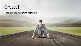  Presentation with now - PPT theme featuring he is determined to start now background and a white colored foreground