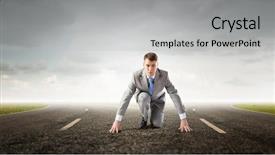  Presentation with now - Presentation theme having he is determined to start now mixed media background and a light gray colored foreground