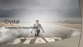  Presentation with now - Theme with he is determined to start now mixed media background and a light gray colored foreground