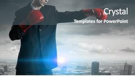  Presentation with win - Theme with he is determined to win mixed media background and a gray colored foreground