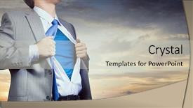  Presentation with hero - PPT theme having he is hero background and a soft green colored foreground