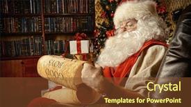  Presentation with christmas tree - Cool new PPT layouts with he is reading a list backdrop and a tawny brown colored foreground