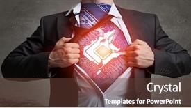  Presentation with powerful - Cool new PPT theme with he is super and powerful mixed media backdrop and a tawny brown colored foreground