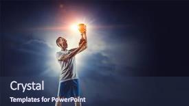  Presentation with media - Slides having he is the champ mixed background and a ocean colored foreground