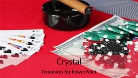  Presentation with poker - Slide set featuring he red poker table with a combination of royal flush background and a red colored foreground