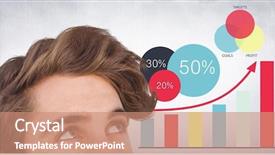  Presentation with composite - Slide deck consisting of head against graphs and white background and a coral colored foreground