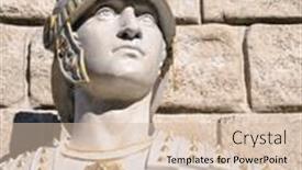  Presentation with roman soldier - Amazing PPT layouts having head-and-shoulders-image backdrop and a soft green colored foreground