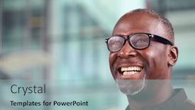  Presentation with lobby - PPT theme consisting of head-and-shoulders-shot background and a light blue colored foreground