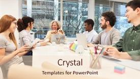  Presentation with multiracial team of young doctors stacking hands - Audience pleasing presentation design consisting of head and young start-up backdrop and a  colored foreground