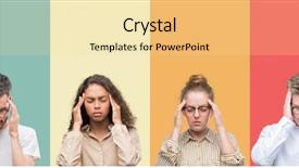  Presentation with collage of diversity people - Audience pleasing slides consisting of head because stress suffering migraine backdrop and a blonde colored foreground