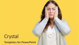  Presentation with migraine - Presentation theme with head because stress suffering migraine background and a yellow colored foreground
