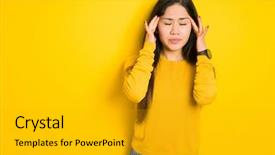  Presentation with heat stress - Audience pleasing PPT theme consisting of head because stress suffering migraine backdrop and a gold colored foreground