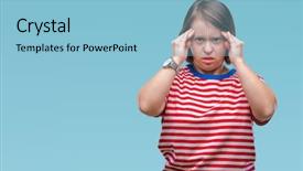  Presentation with down syndrome children disability school - Audience pleasing presentation theme consisting of head because stress suffering migraine backdrop and a light blue colored foreground