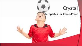 Presentation with soccer - Beautiful slide set featuring head boy - junior soccer player wearing red backdrop and a white colored foreground