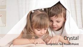  Presentation with children reading - Theme consisting of head boy - lovely children - brother background and a coral colored foreground