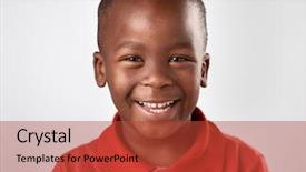  Presentation with black child - Colorful PPT theme enhanced with head boy - portrait of real happy african backdrop and a red colored foreground