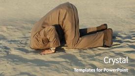  Presentation with sand - Slide set enhanced with head buried in the sand background and a coral colored foreground