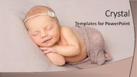  Presentation with newborn - Amazing slide set having head covered with knitted shawl backdrop and a lemonade colored foreground