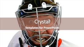  Presentation with goalie - Slide deck featuring head dement - mad hockey goalie background and a violet colored foreground