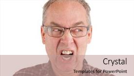  Presentation with little man baby - Presentation theme featuring head dement - man is furious about something background and a coral colored foreground