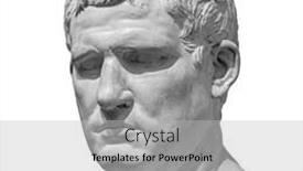  Presentation with character - Presentation theme with head-detail-of-the-ancient background and a light gray colored foreground