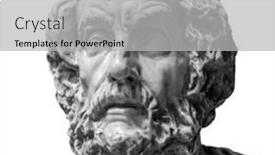  Presentation with ancient - Colorful PPT theme enhanced with head-detail-of-the-ancient backdrop and a light gray colored foreground