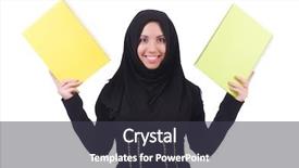  Presentation with worried young female college student - PPT layouts with head dress - young muslim female student background and a dark gray colored foreground