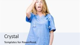  Presentation with medical error - Colorful presentation design enhanced with head for mistake remember error backdrop and a light blue colored foreground